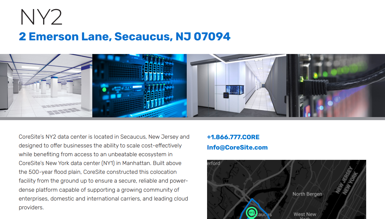 coresite ny2 spec sheet